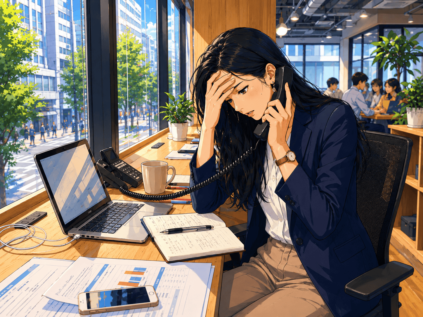 営業電話に対応するスタッフ