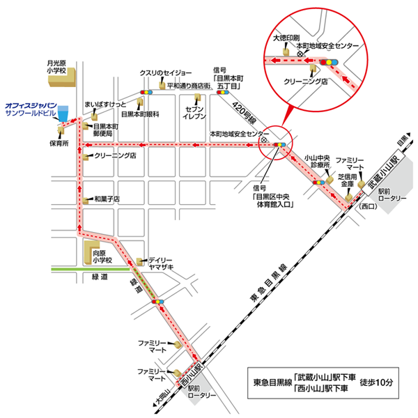 オフィスジャパン東京本社地図